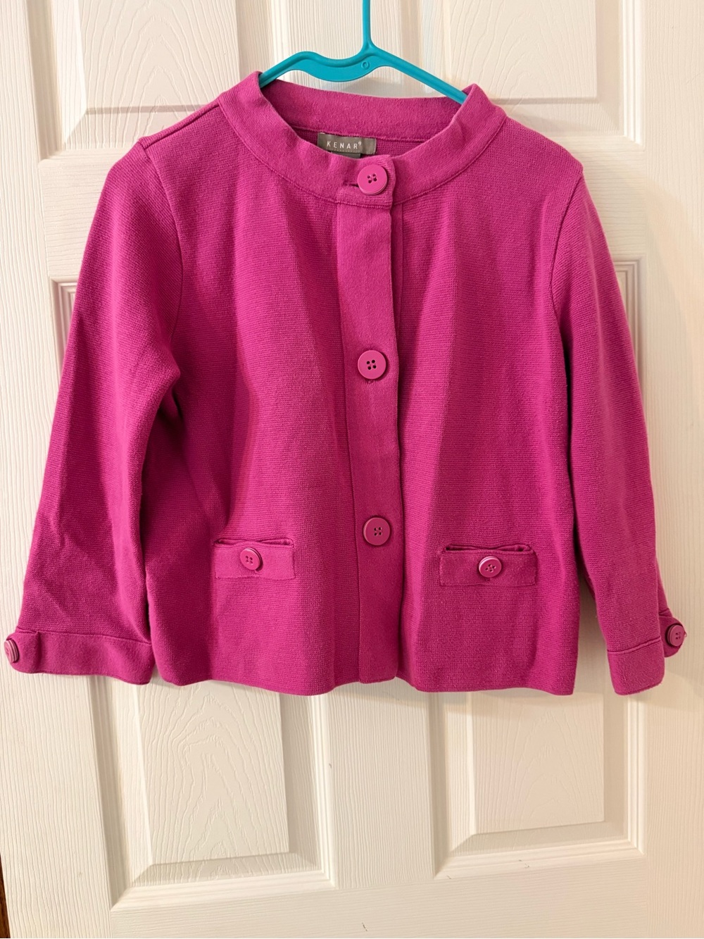 Kenar Women’s Bright Fuchsia Button-Front 3/4 Sleeve Jacket - Picture 1 of 2
